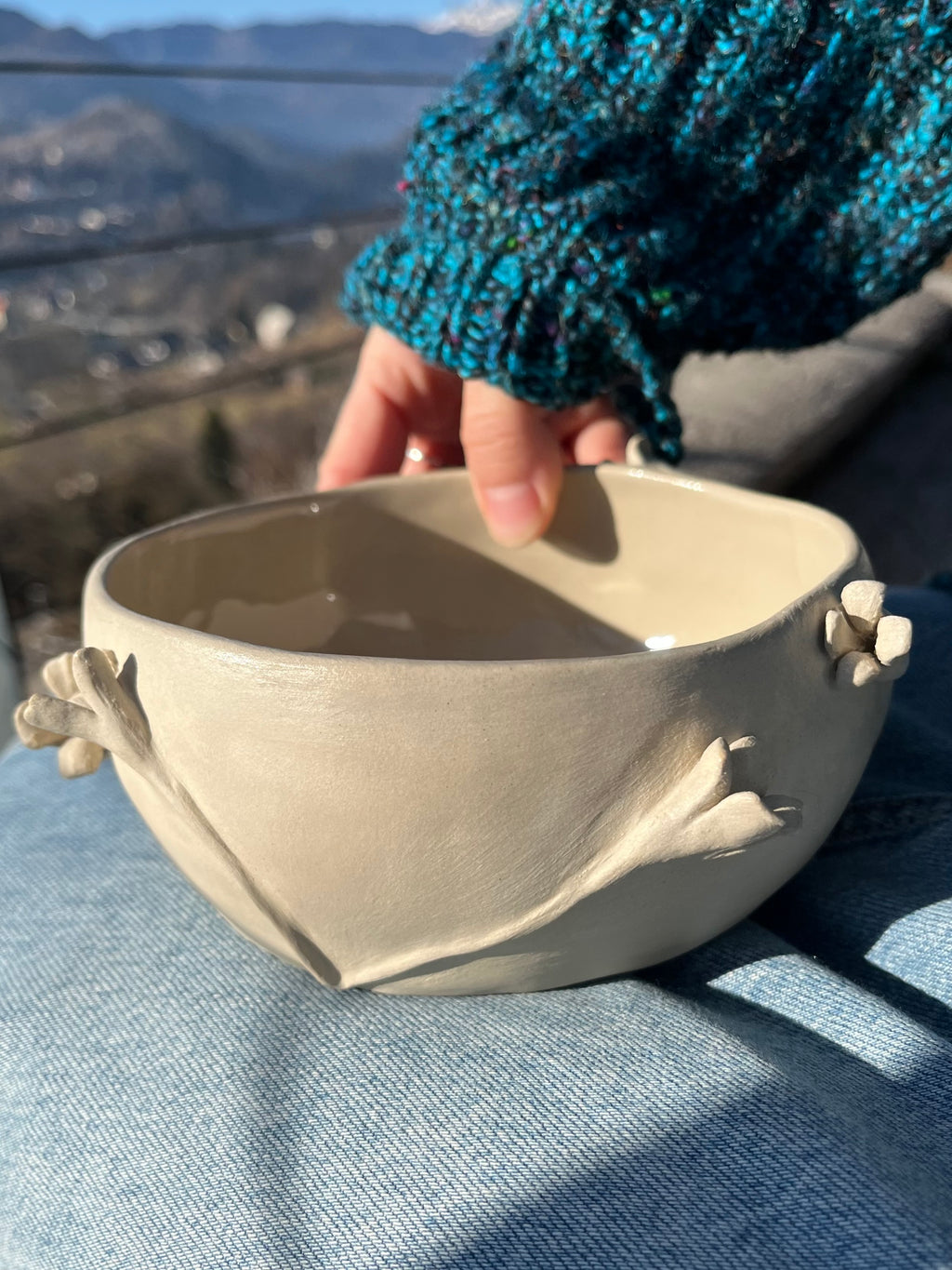 Handmade Ceramic Decorative Bowl With Flowers