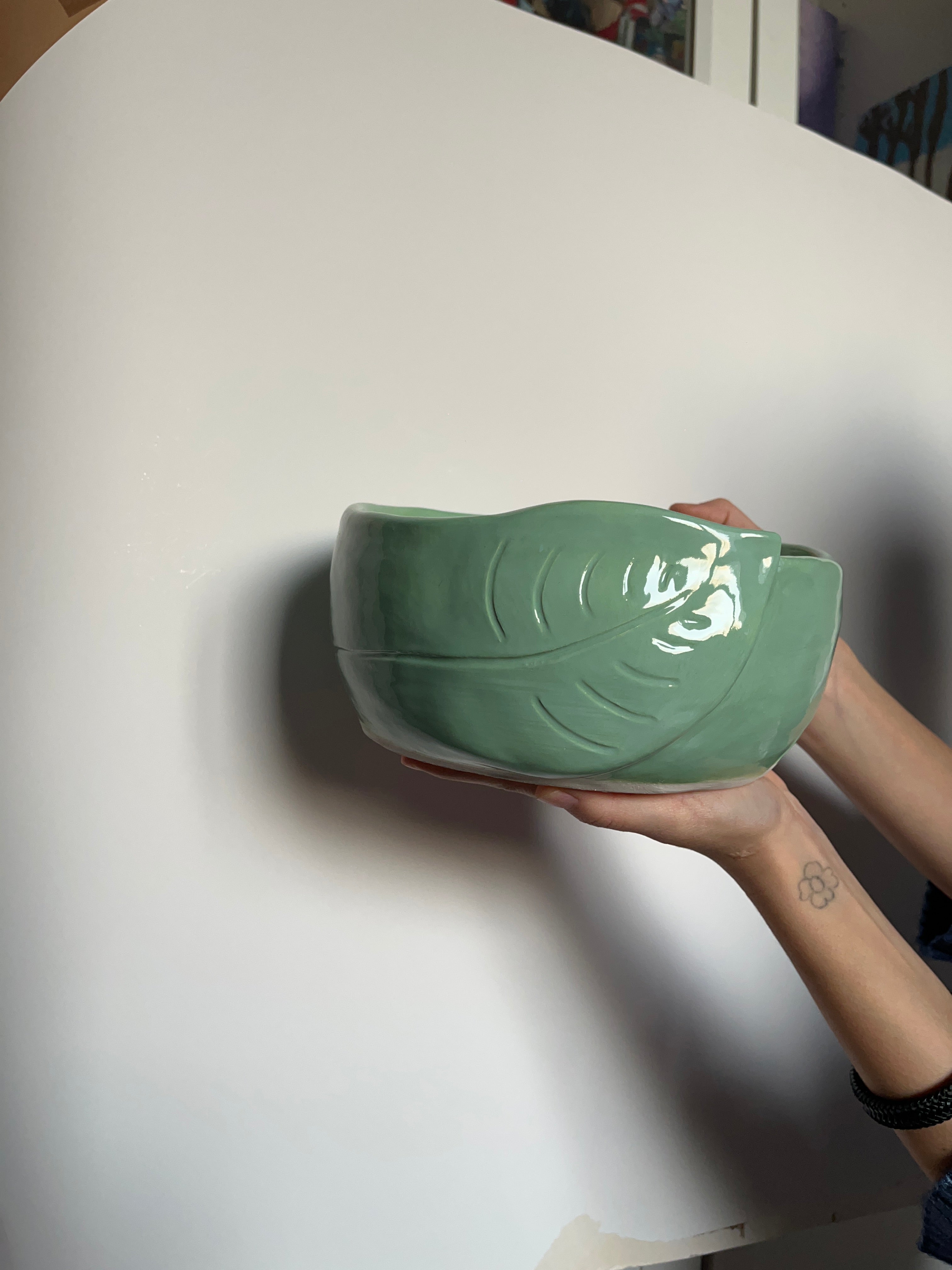 Handmade Ceramic Leaf Bowl | Green Bowl | Decorative Ceramics