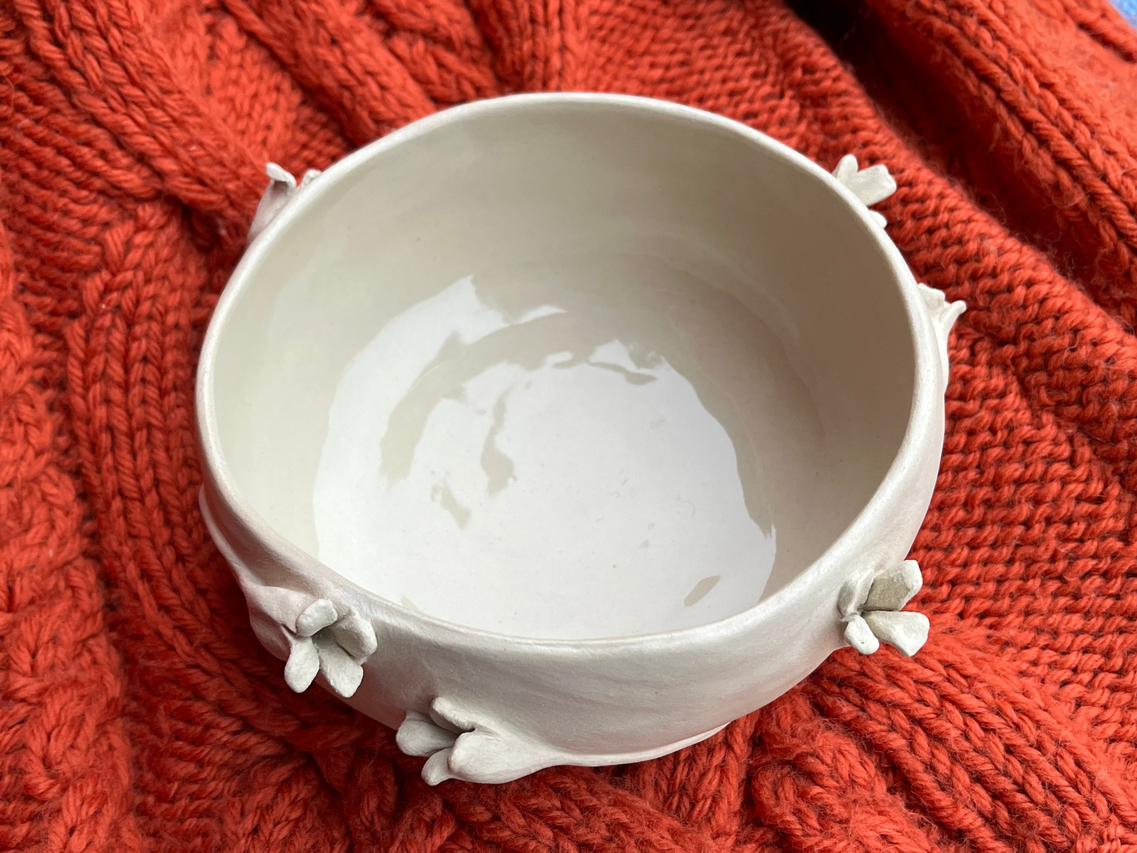 Handmade Ceramic Decorative Bowl With Flowers