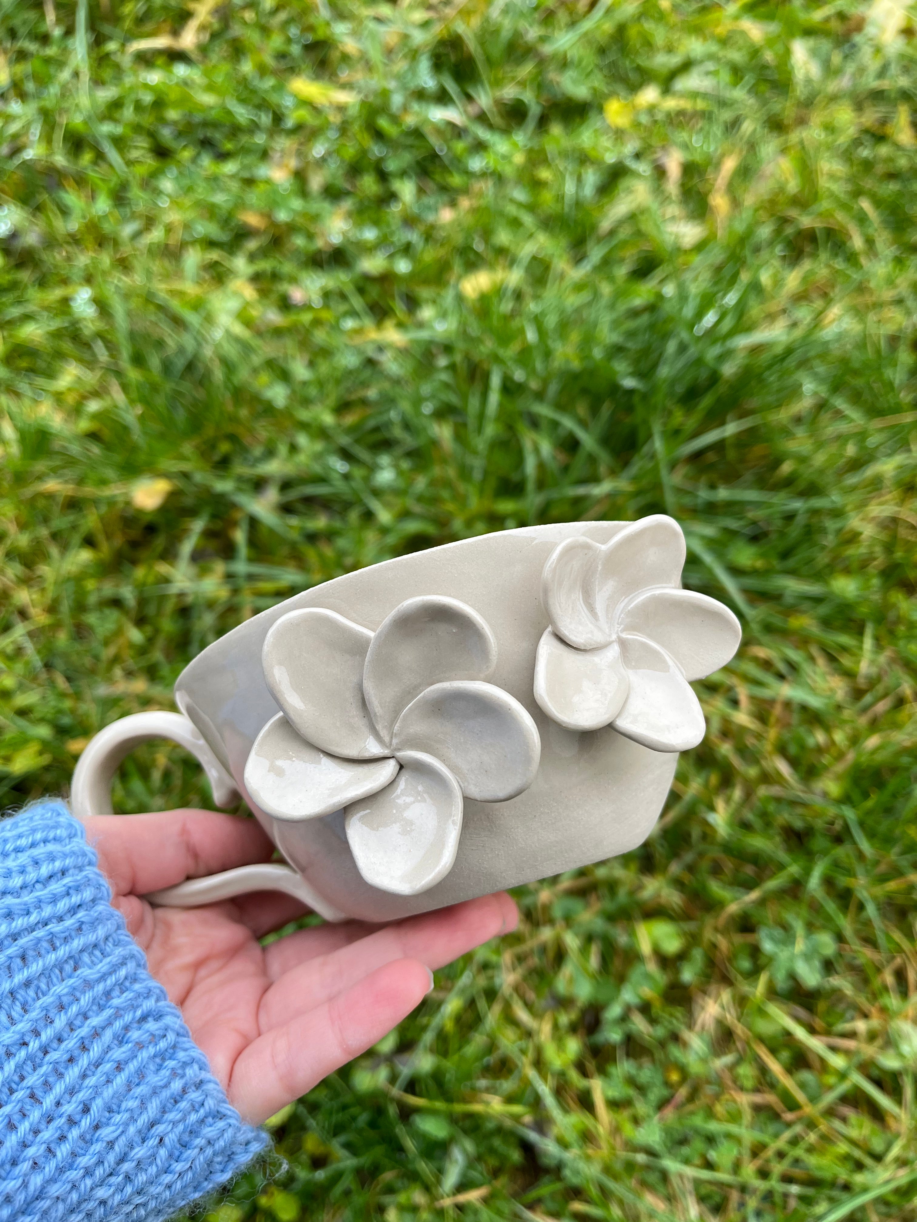 Custom Ceramic Flower Mug | Handmade ceramics | 500ml & 350ml