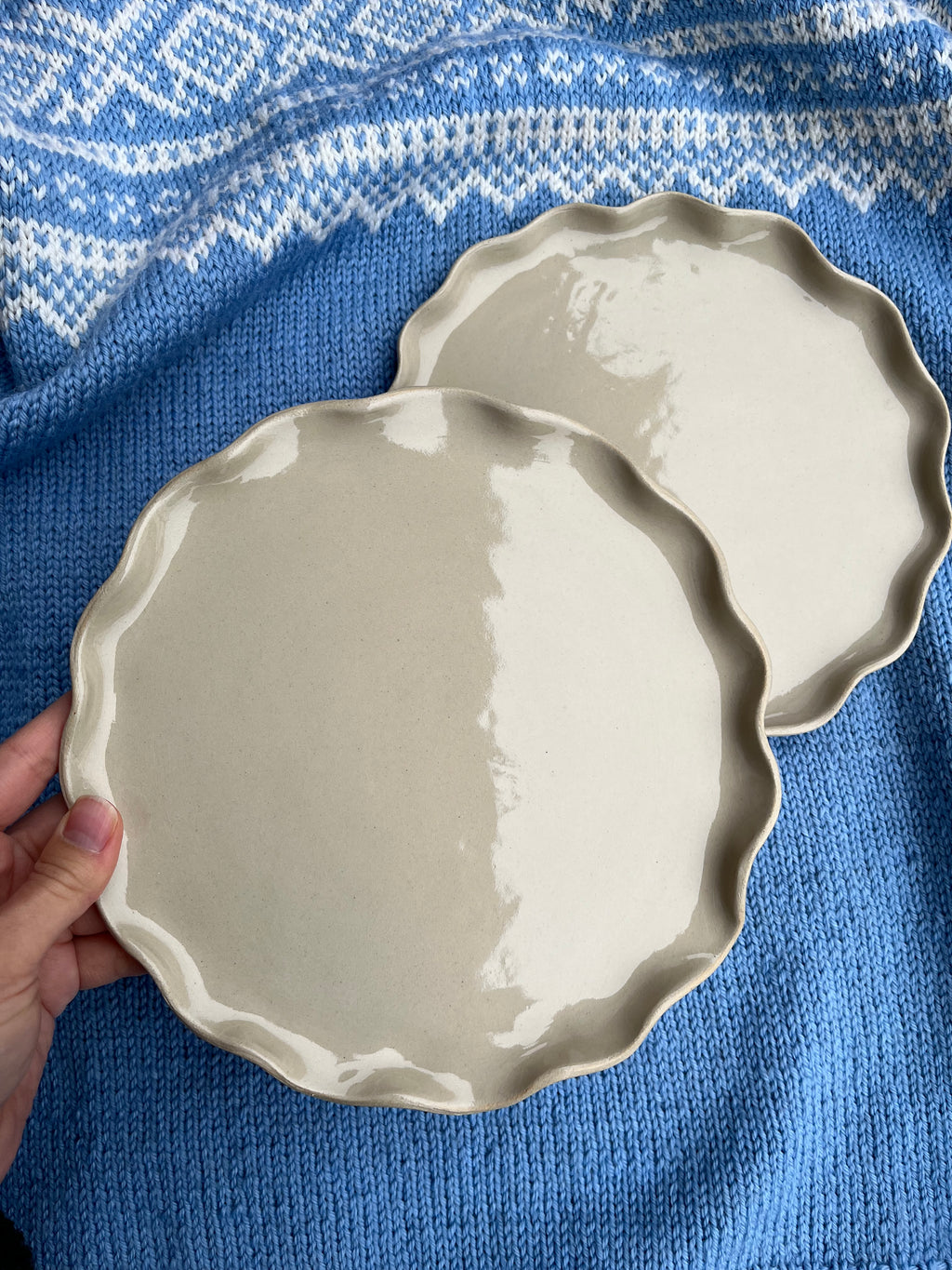 Handmade Ceramic Wavy Dinner Plate