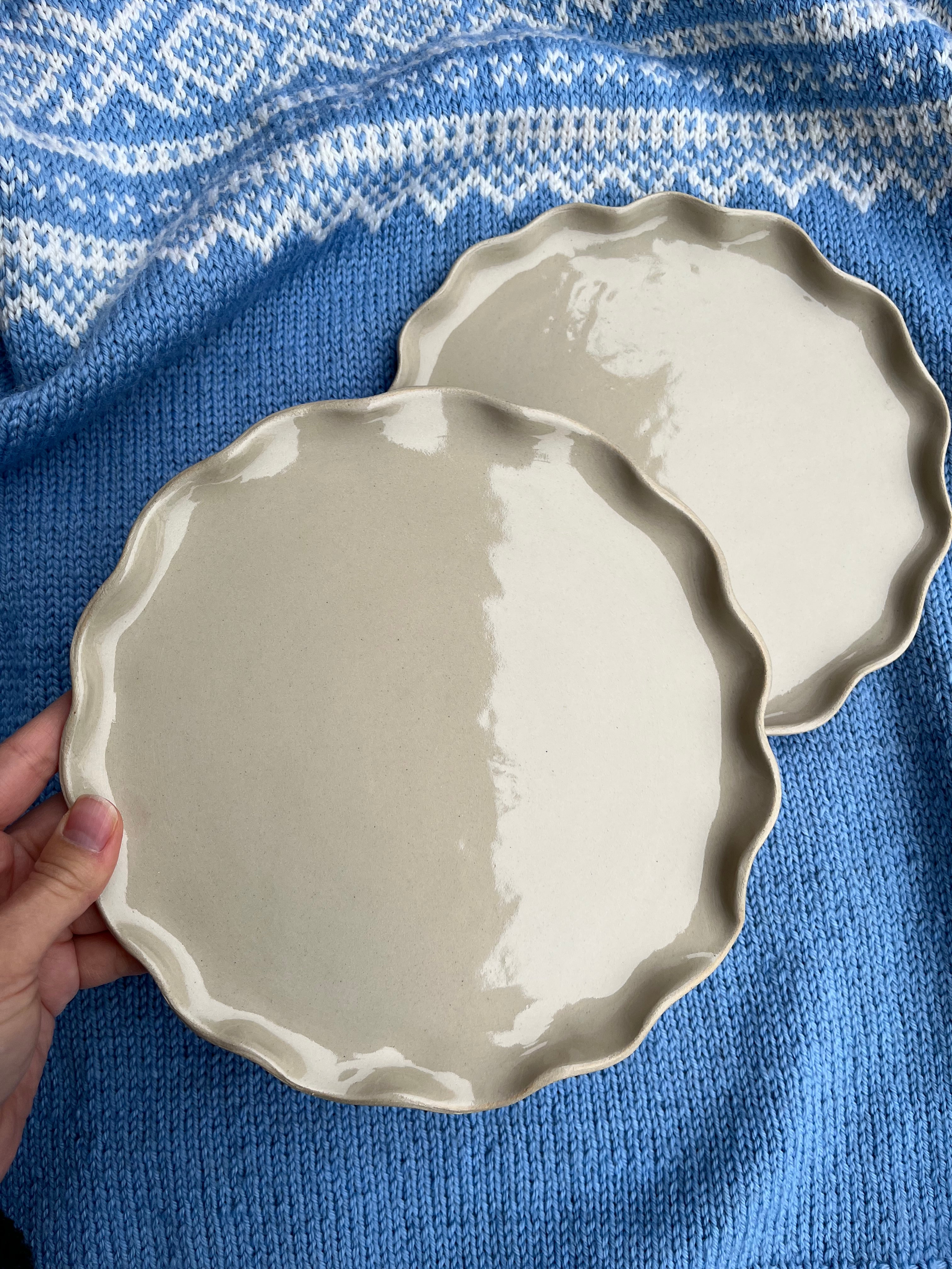 Handmade Ceramic Wavy Dinner Plate