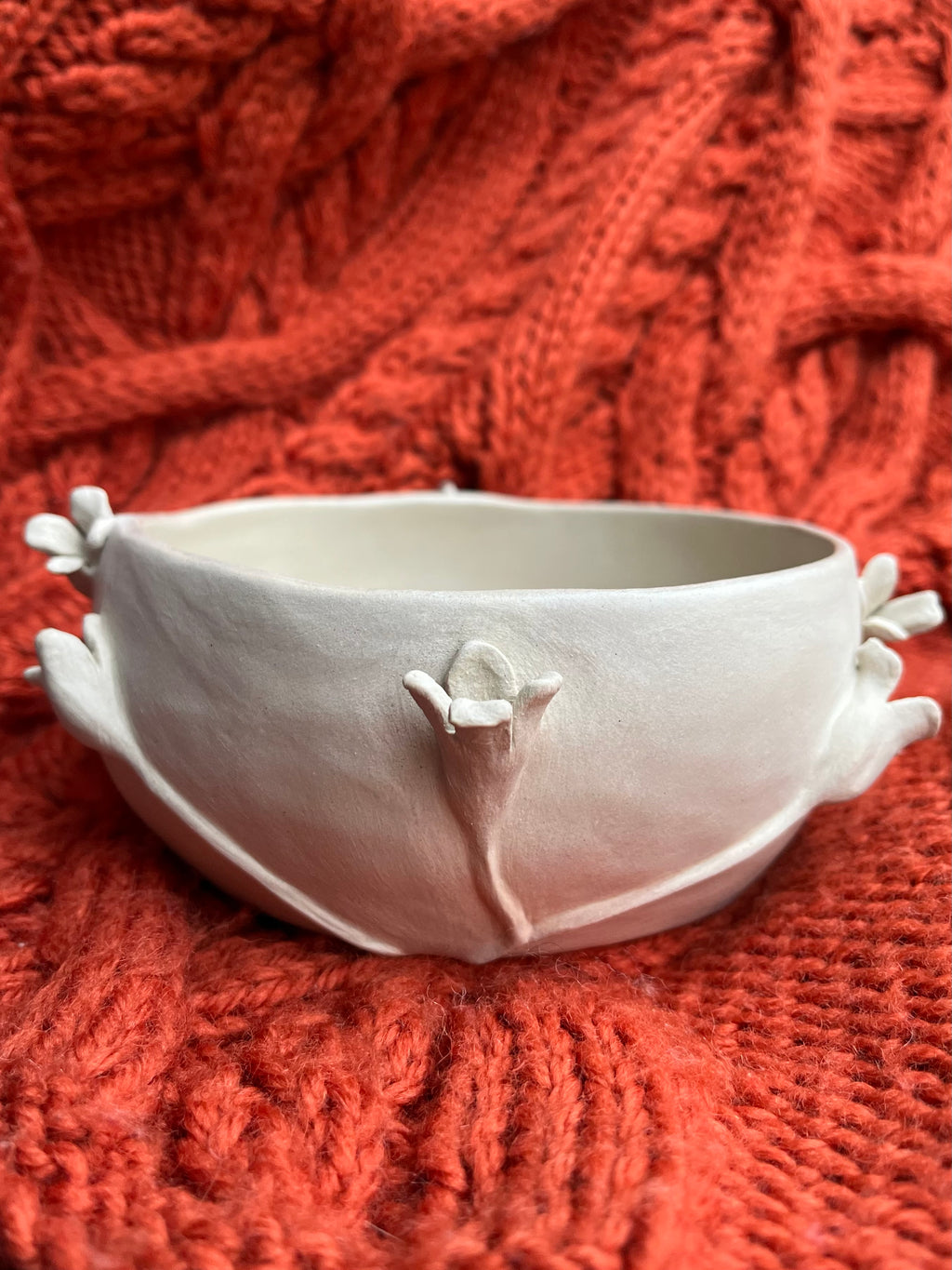 Handmade Ceramic Decorative Bowl With Flowers