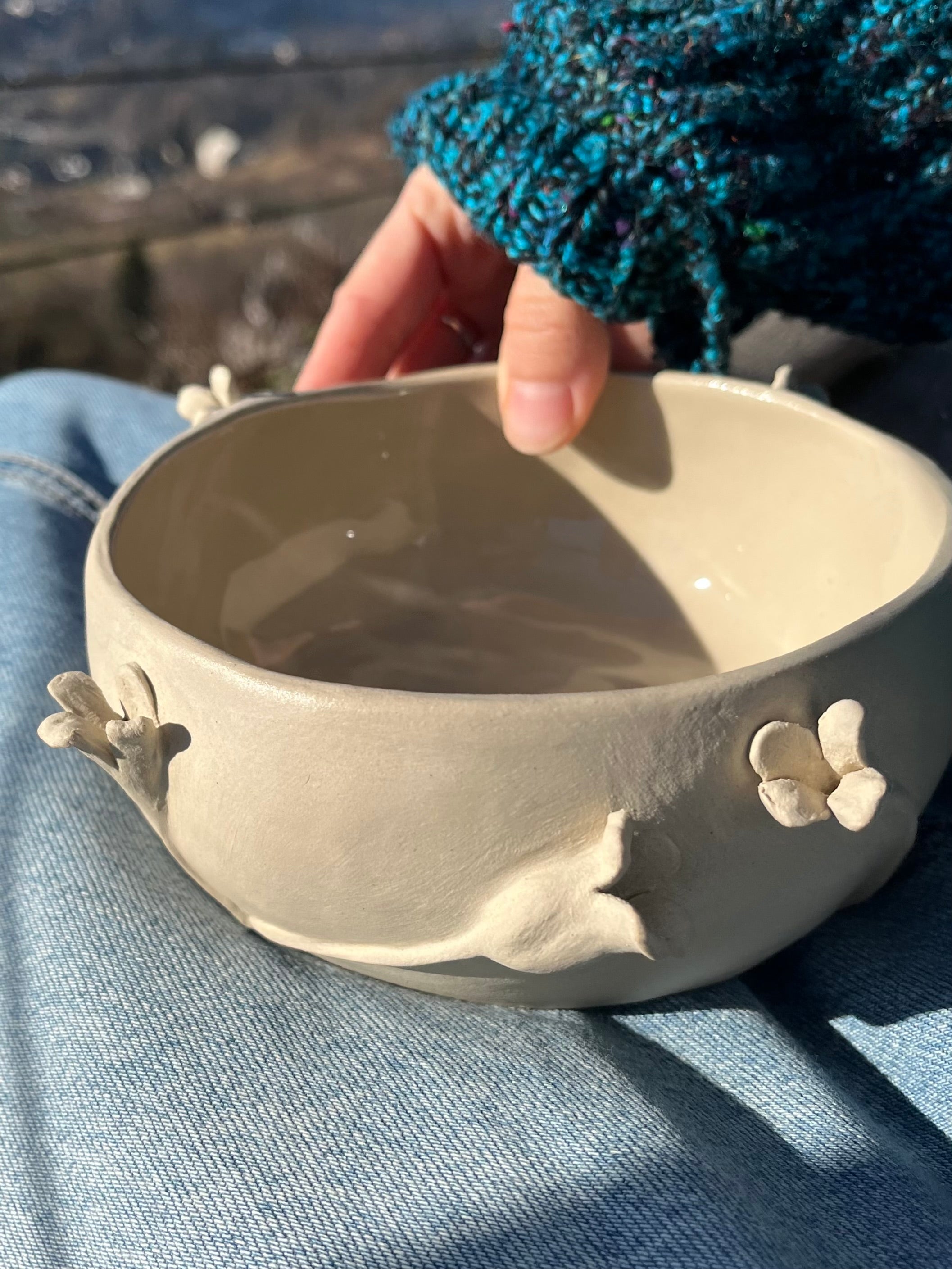 Handmade Ceramic Decorative Bowl With Flowers