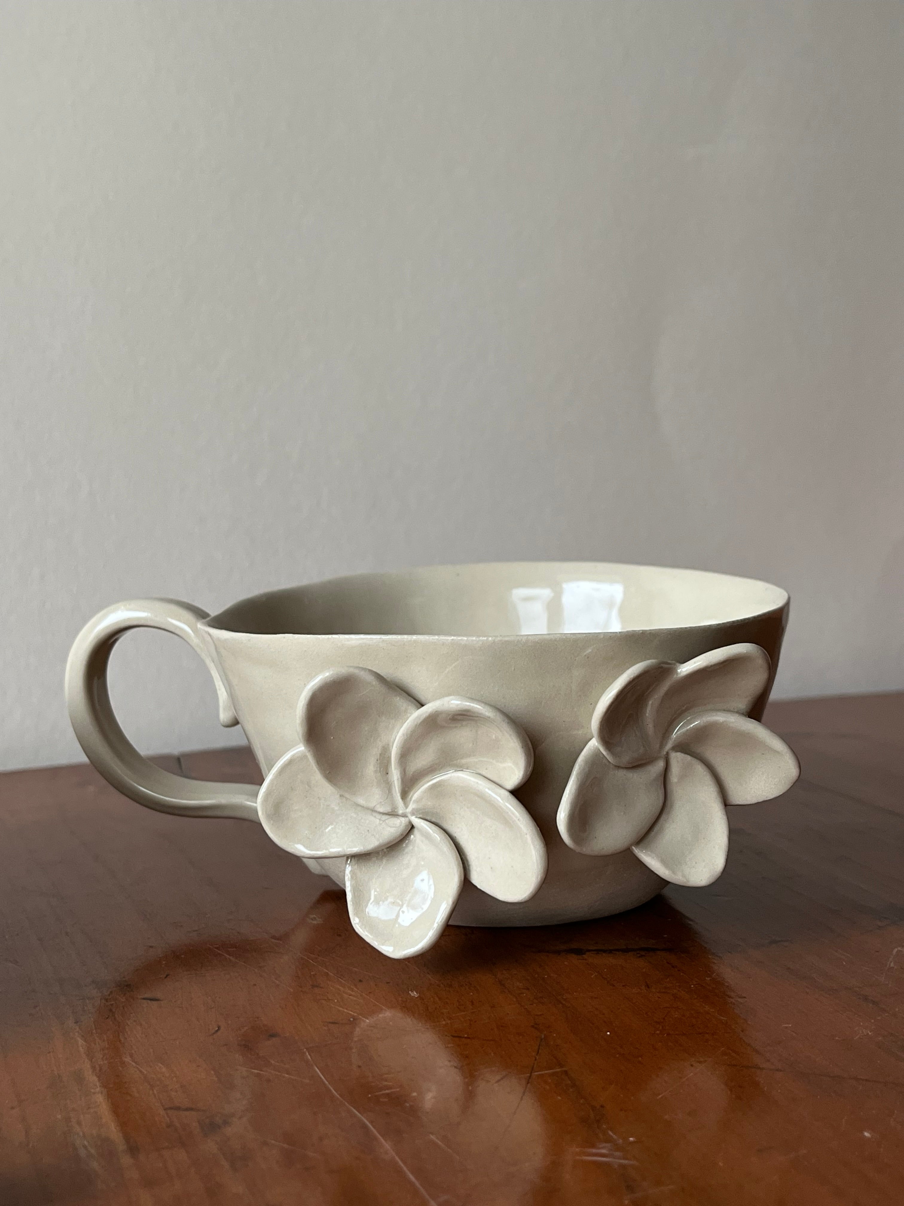 Custom Ceramic Flower Mug | Handmade ceramics | 500ml & 350ml