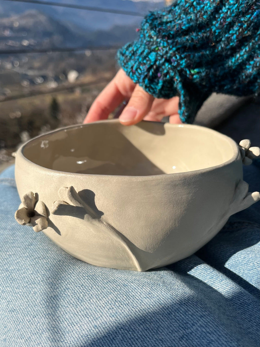Handmade Ceramic Decorative Bowl With Flowers