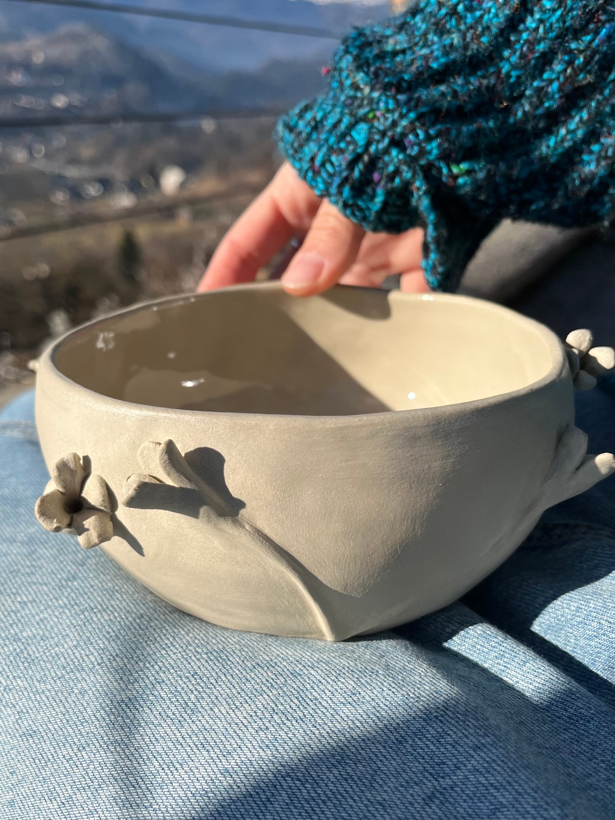 Handmade Ceramic Decorative Bowl With Flowers