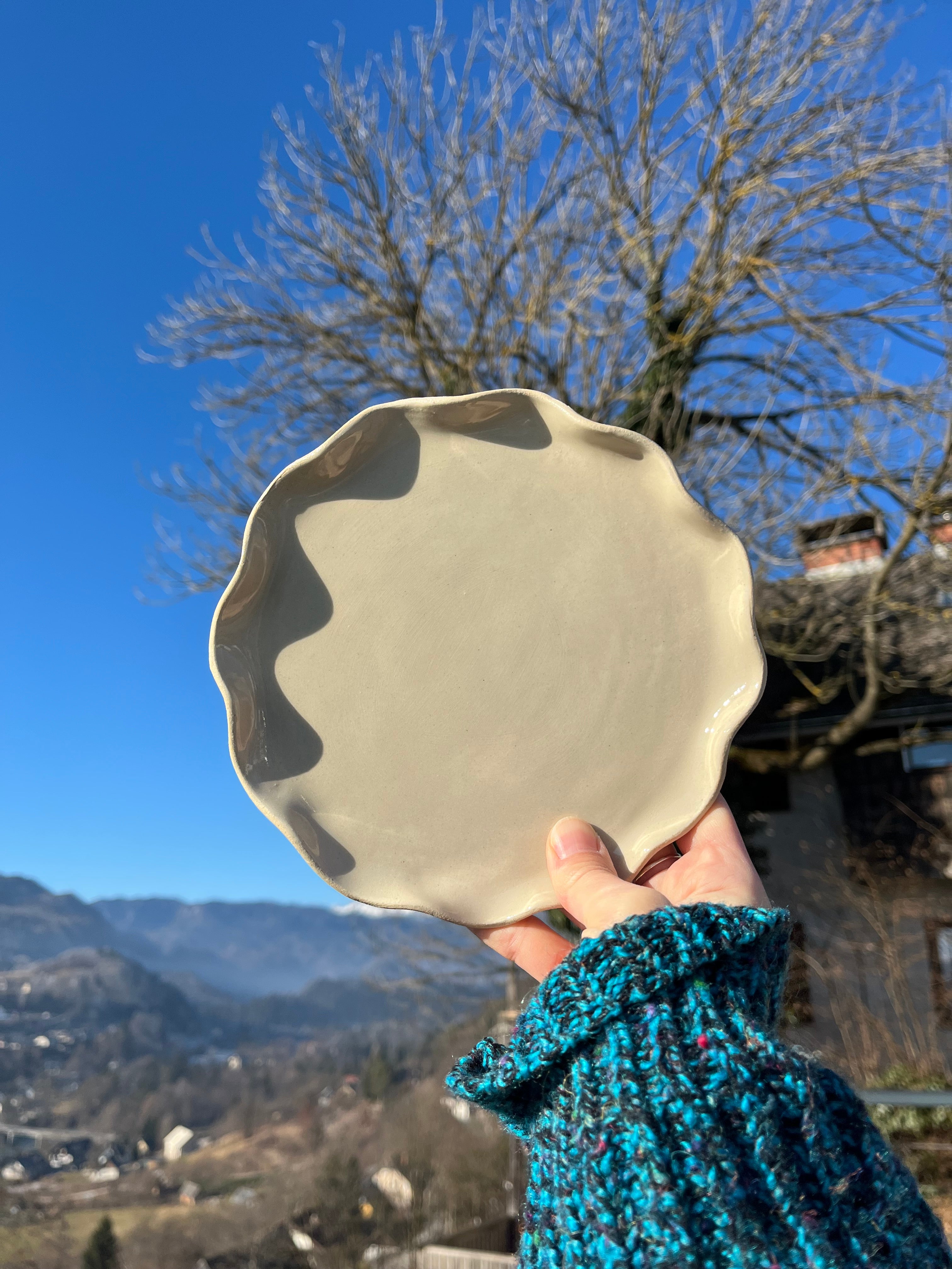 Handmade Ceramic Wavy Dessert Plate