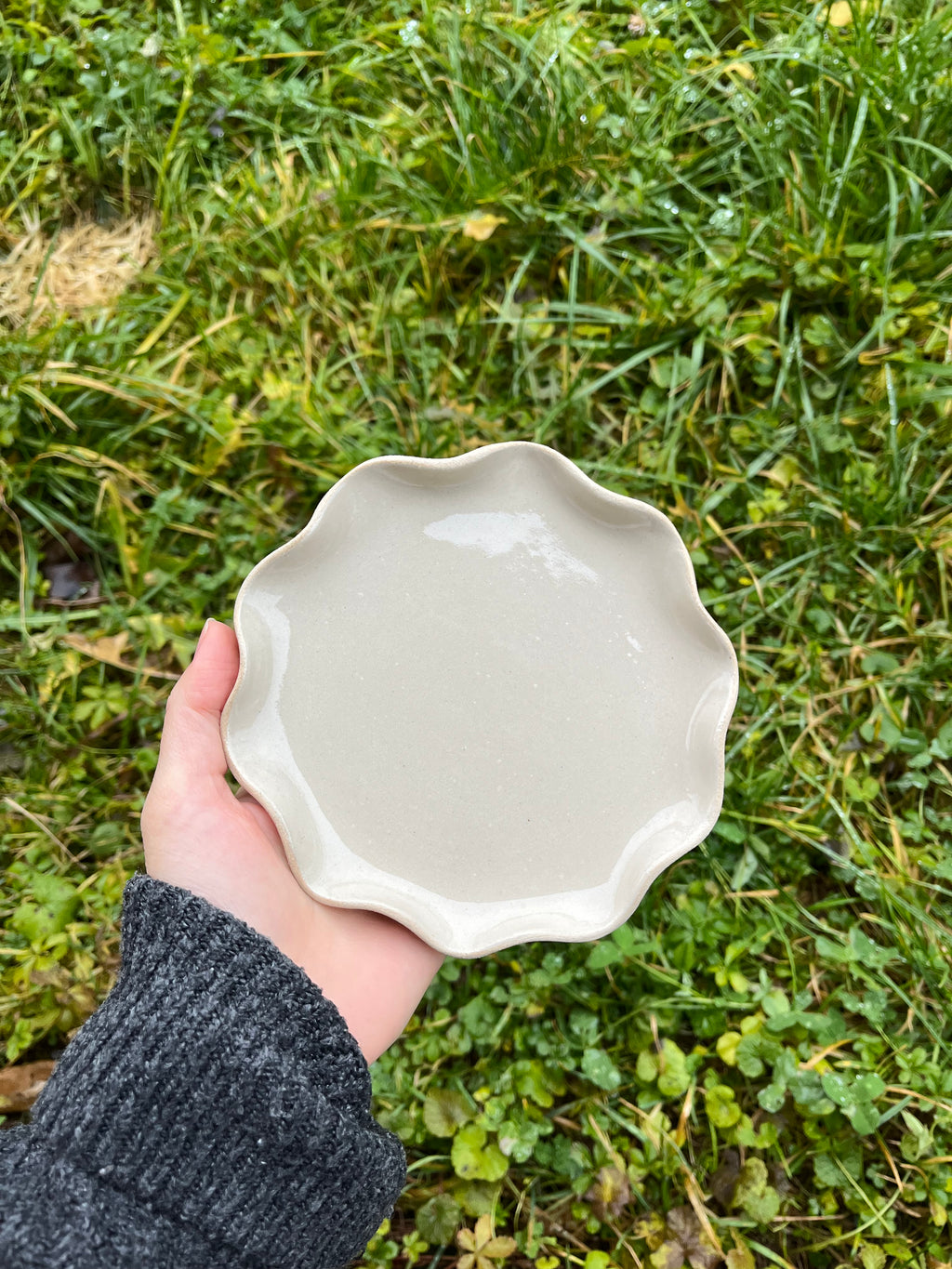 Small Handmade Ceramic Wavy Plate | Small Dessert Dish