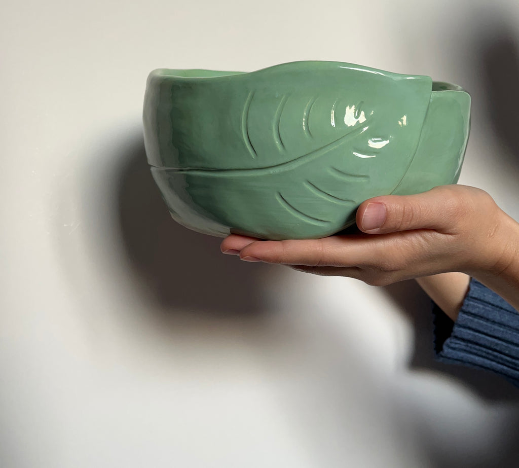 Handmade Ceramic Leaf Bowl | Green Bowl | Decorative Ceramics
