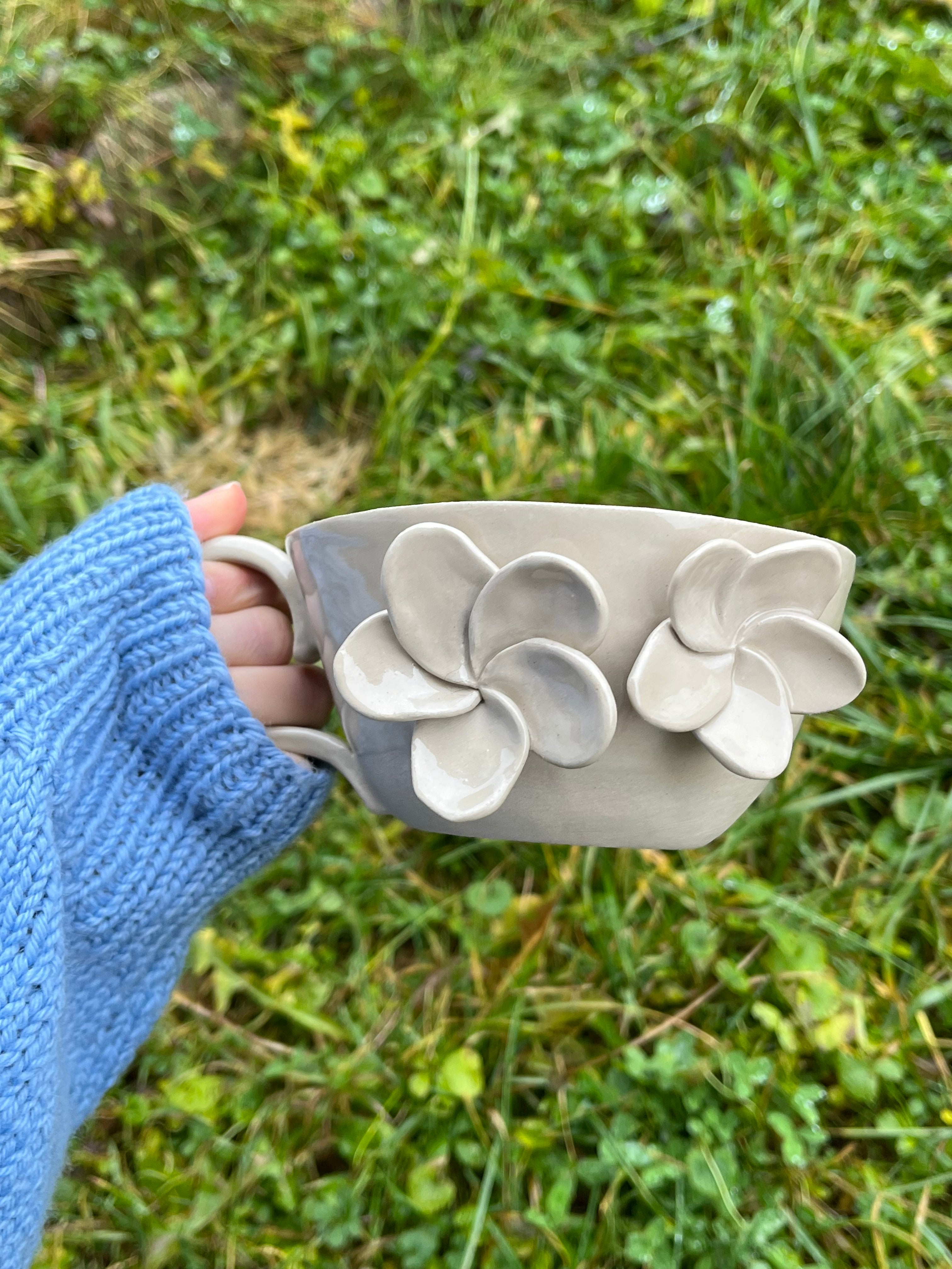 Custom Ceramic Flower Mug | Handmade ceramics | 500ml & 350ml